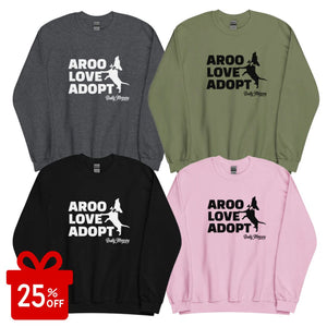 New! AROO Love Adopt Sweatshirt (black graphic)