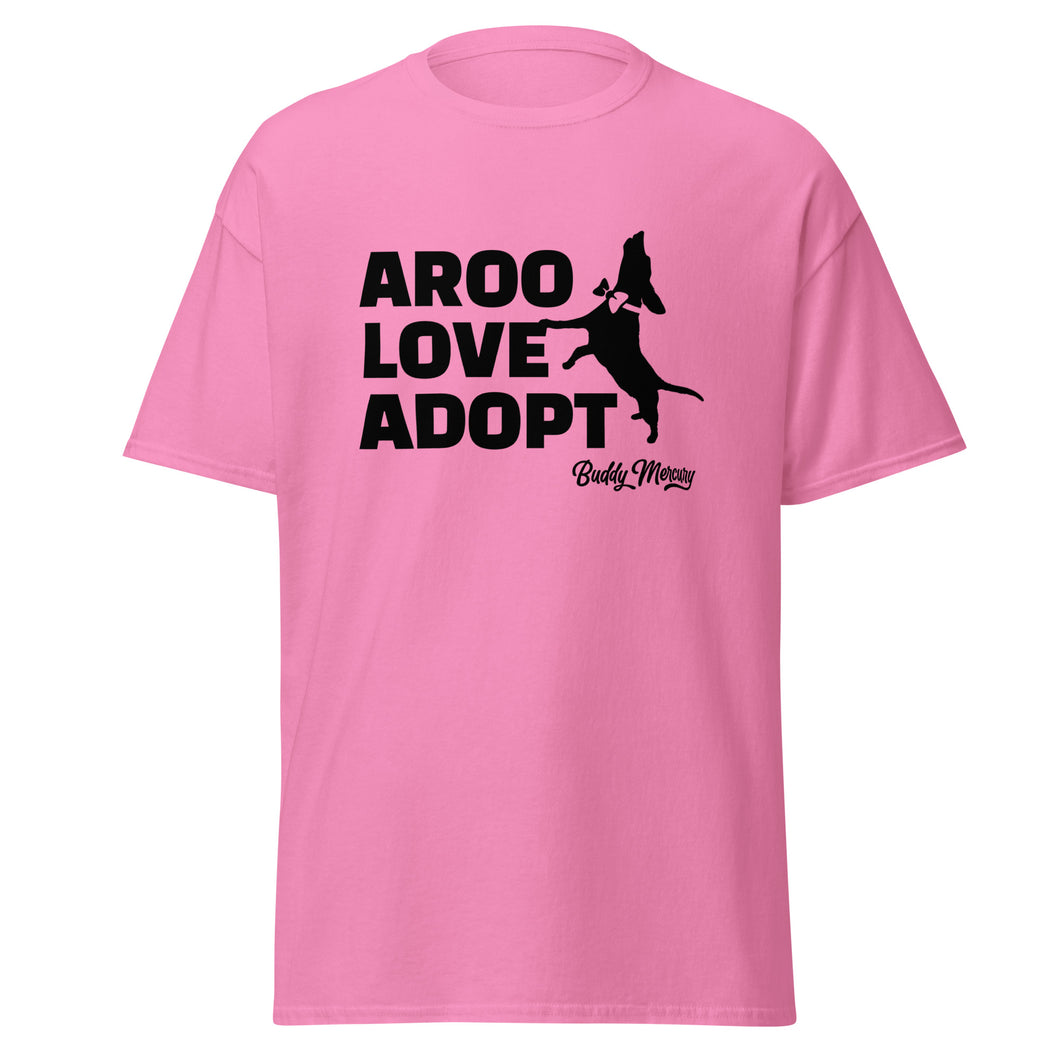 New! AROO Love Adopt T-Shirt (black graphic)