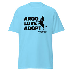 New! AROO Love Adopt T-Shirt (black graphic)